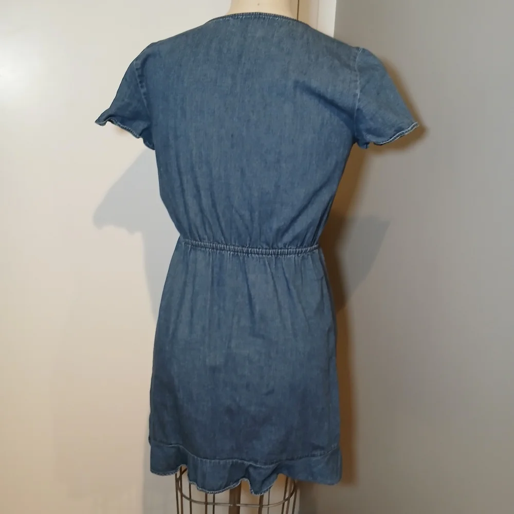 J. Crew Mercantile Chambray Ruffle Dress Size S